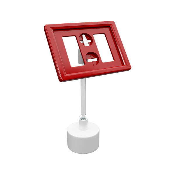 sk_Рамка ТЕХНО А8 красная, белый держатель TECHNO BOTTLE CAP 28 мм, ножка  50мм