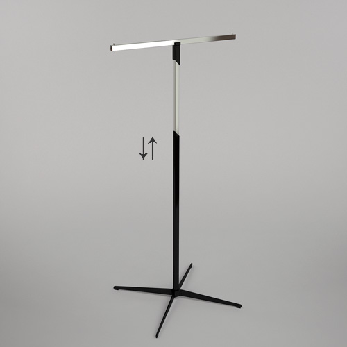 01_Вешало регулируемое Т-образное OMV-005 ширина 600 мм, глубина 530 мм, высота 1200-1750 мм, цвет черный глянец, хром