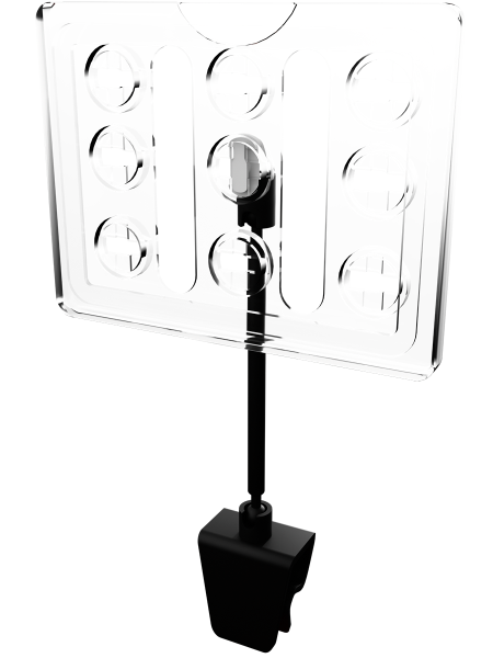 sk_Рамка ТЕХНО А7 прозрачная, черный держатель TECHNO CL, ножка 100мм