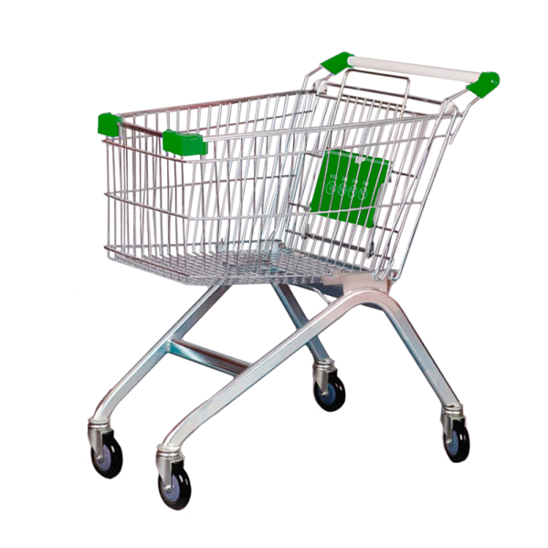 sk_Тележка покупательская 100л, 820х540х910 мм, цинк-лак, (европейский тип),с детским сиденьем, Зеленый