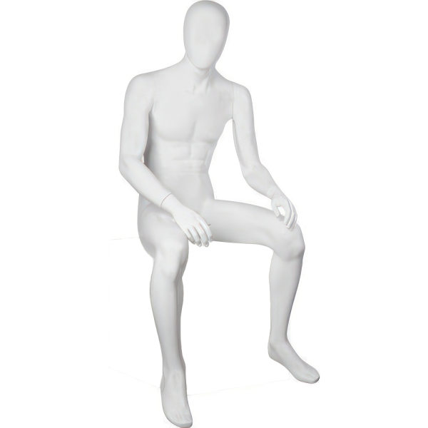 sk_Манекен мужской, стеклопластик, сидячий, белый, Glance Matte 10