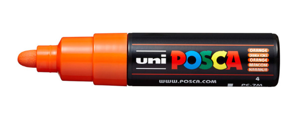 1_Маркер на водной основе POSCA PC-7M, оранжевый (ORANGE - 4), 4.5 - 5.5 мм, пул. нак.