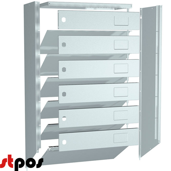 01_Почтовый ящик Практик PB-6 (NEW) в разобранном виде без замков, высота 633-745 мм, ширина 390 мм, глубина 203 мм, цвет серый