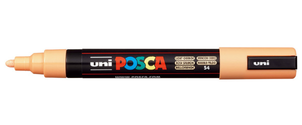 1_Маркер на водной основе POSCA PC-5M, лососевый (LIGHT ORANGE - 54), 1.8 - 2.5 мм, пул. нак.