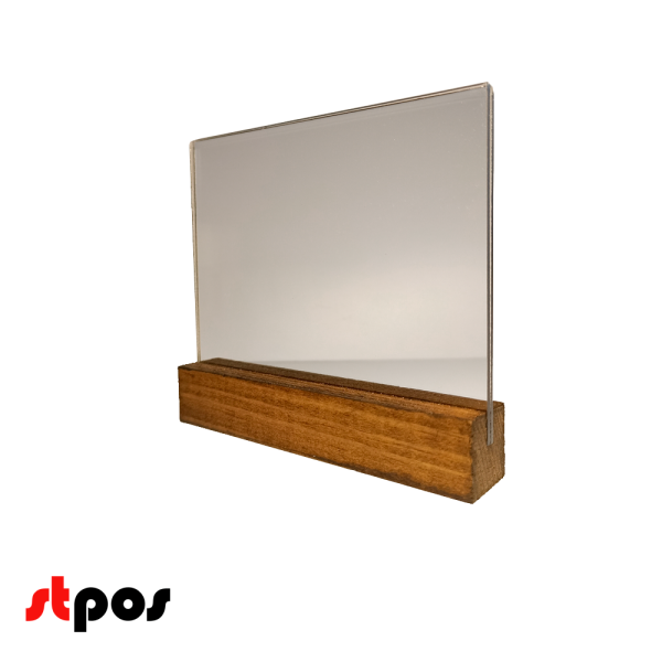 00_Держатель ценника на деревянном основании 105х74 мм, горизонтальный для вставки А7, темный цвет