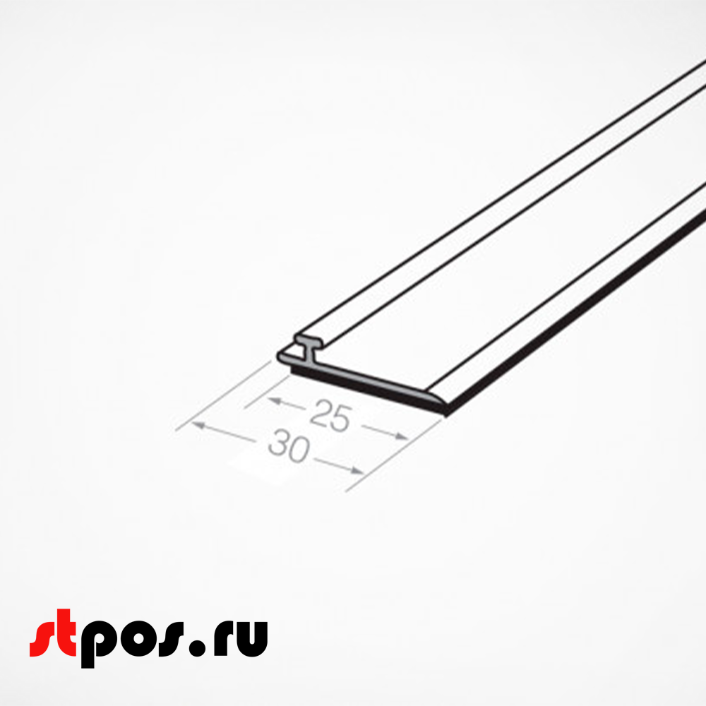 02_Т-профиль пластиковый шириной 30мм для крепления разделителей на полке T-RAIL30-TM 1000мм вспененный