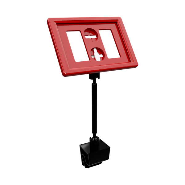 sk_Рамка ТЕХНО А8 красная, черный держатель TECHNO CL, ножка  50мм