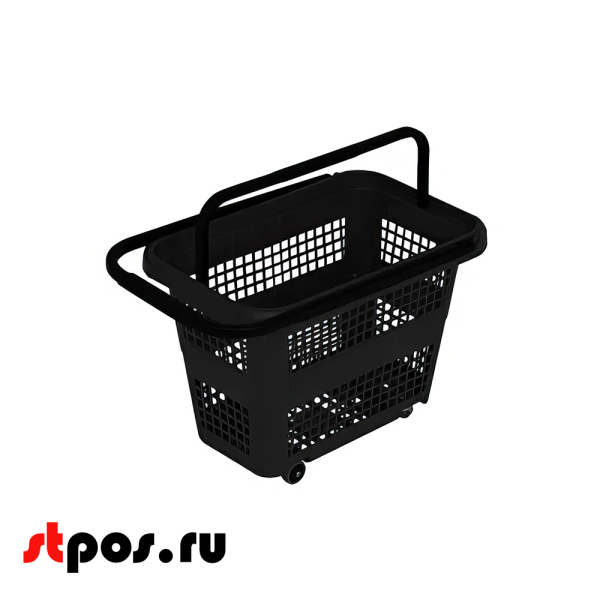 00_Корзина тележка пластиковая RB32L 4 колеса 32л, 2 ручки, Черный