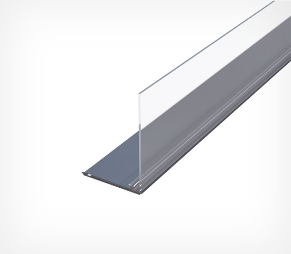 01_Пластиковый передний ограничитель высотой 80 мм с Т-профилем L-RAIL80 магнитный скотч 1330мм