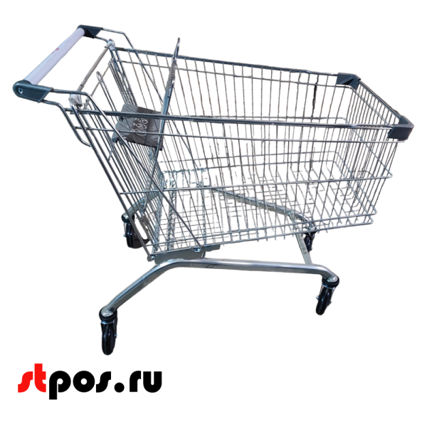 00_Тележка покупательская 180 литров, цинк+лак, c детским сидением (европейский тип), Серый