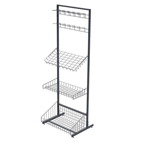 sk_НАБОР Стойка прикассовая ОДНОСТОРОННЯЯ 1850х640х500мм (1корз,1прям,1накл,1языч,1штыр)Глянец,Серый