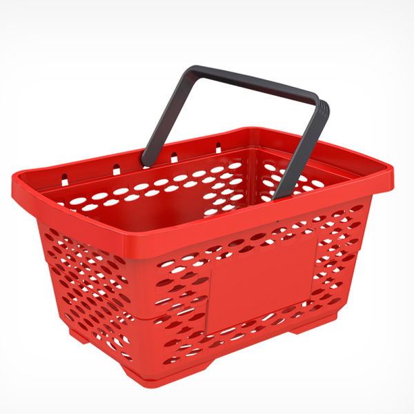 01_Корзина покупательская пластиковая с 1 пластиковой ручкой JAZZ 28л, Красный