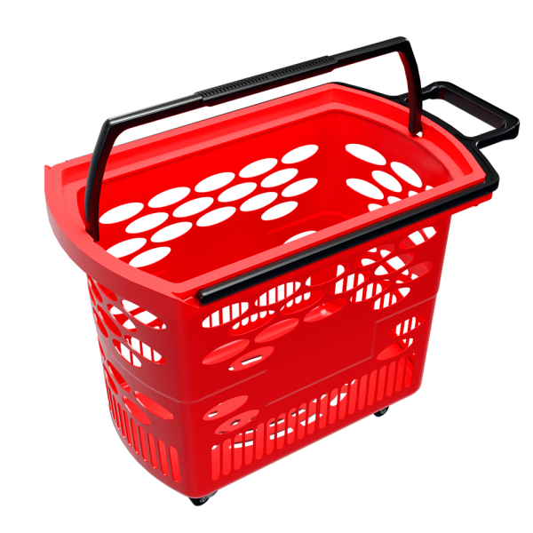 sk_Корзина тележка пластиковая 4 колеса 38л BASKET-38, Красный