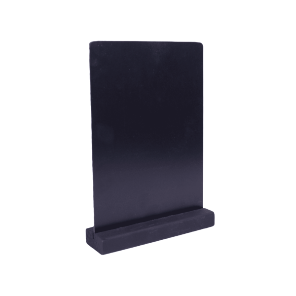 sk_Тейбл-тент вертикальный, А5, 150х250х40мм, меловой, ПВХ, с деревянным основанием 40х19мм, черным