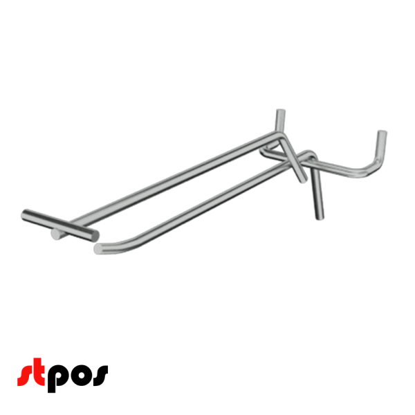 04_Крючок для перфорации одинарный с ценникодержателем 200 мм, хром, шаг 50 мм