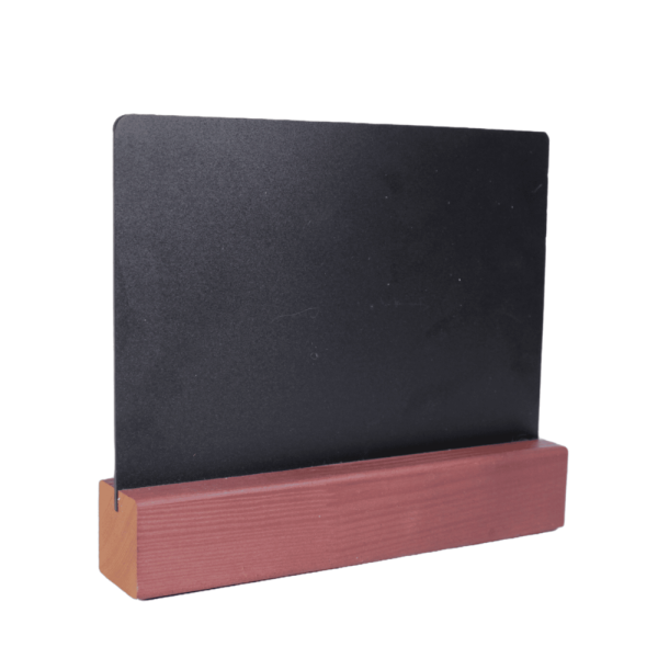 sk_Тейбл-тент горизонтальный, А5, 210х190х40мм, меловой, ПВХ, с деревянным основанием 40х40мм, темным