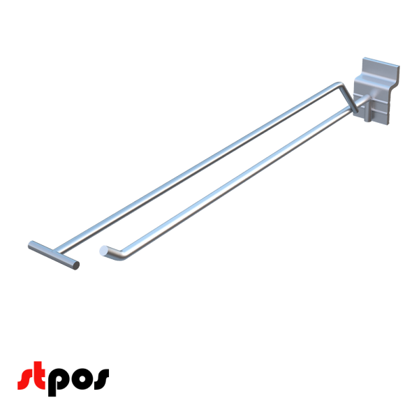 00_Крючок для экономпанели одинарный с ценникодержателем 300мм, d5d4, цинк-хром