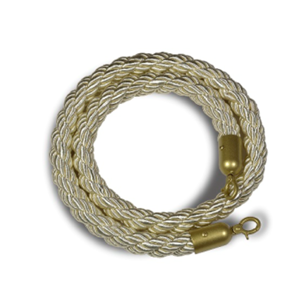 sk_Канат плетенный для столбика ограждения с декор-карабином, цвет золотой, длина 1,5м