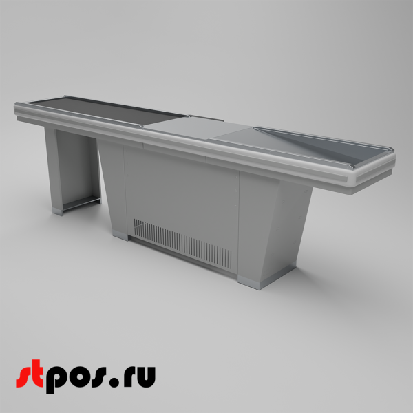 00_Кассовый бокс Stream-L-320-Т150 (тр-р 150см,шл_нерж.,б_выр_,уз_нак.), RAL9022, Серый, Правый