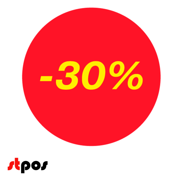 00_Ценники-стикеры самокл., полипропелен минус 30%, съемный клей, круг 29мм, красный с желтым (250шт)