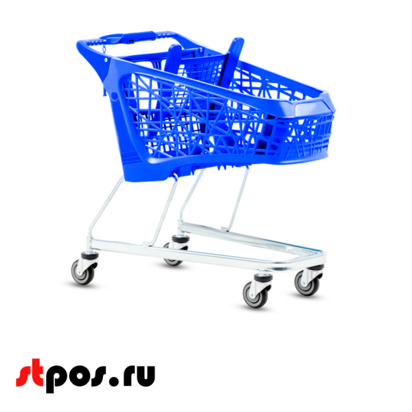 00_Тележка покупательская Salsa 95л,бплатф,задняя стенка,детск.сидение,ручка,Синий 