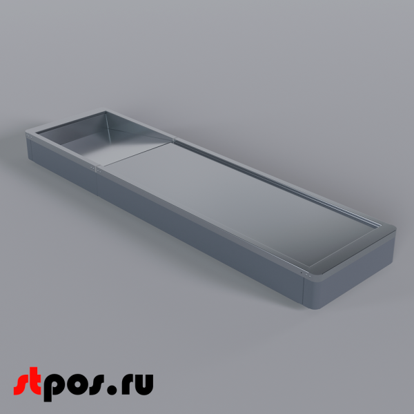 00_Рабочая поверхность для КБ МИНИМАРКЕТ ECO, узкий накопитель, длина 1500мм, МЕТАЛЛ, RAL7016, Серый