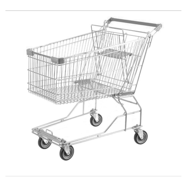 sk_Тележка покупательская 80 литров, цинк+лак, c детским сидением, без поддона (азиатский тип), Серый