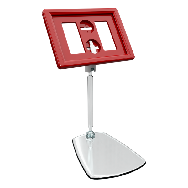 sk_Рамка ТЕХНО А8 красная, прозрачный держатель TECHNO FOT 75 мм, ножка  50мм