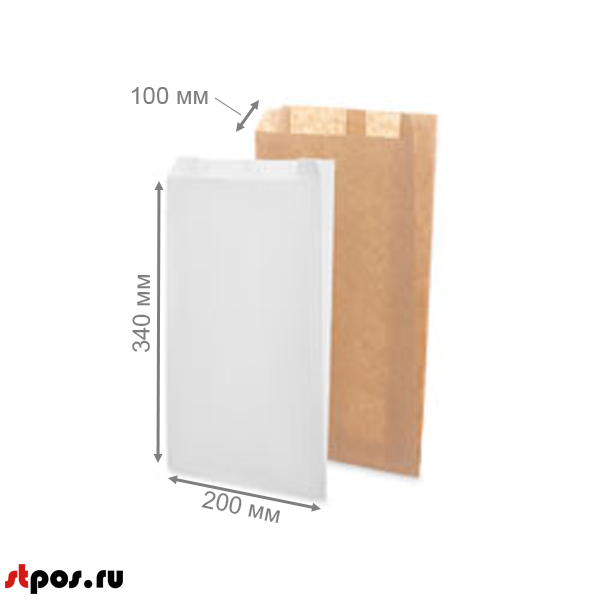 00_Бумажный пакет с V-дном, термо, Ламинированная бумага, 200х340х100 мм