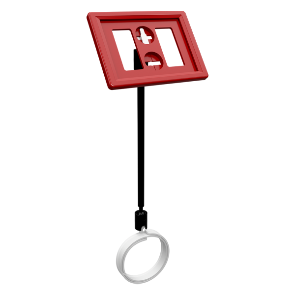 sk_Рамка ТЕХНО А8 красная, черный держатель TECHNO ROLL-VL спираль-улитка на колбасу, ножка 100мм