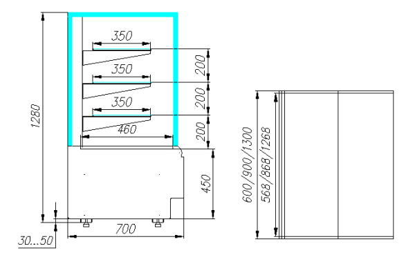 2_Кондитерская витрина KC70 VV 0,9-1 (ВХСв-0,9д Carboma Cube Люкс)_чертеж