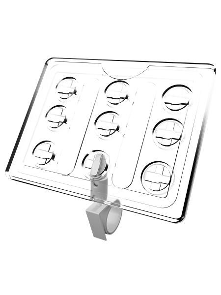 sk_Рамка ТЕХНО А7 прозрачная, белый держатель TECHNO ROLL-VL-L улитка на край посуды