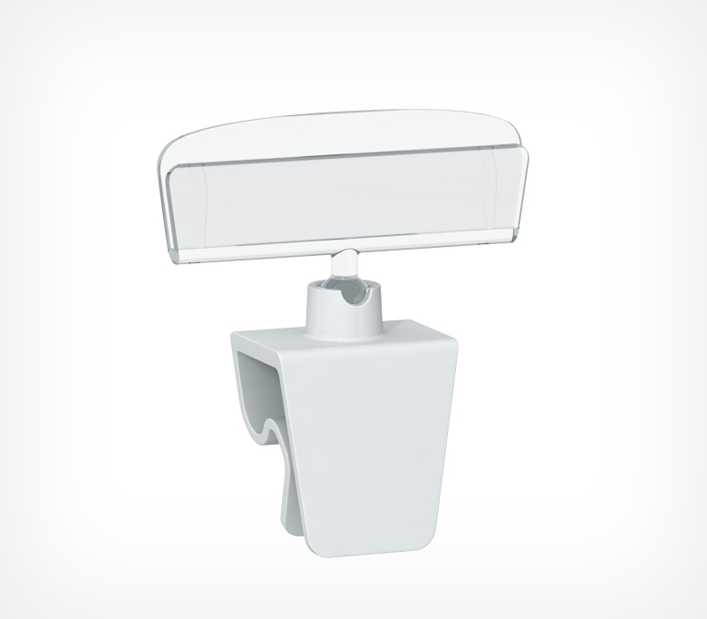 01_Ценникодержатель универсальный на клипсе CL-CLIP, ножка 0 мм, Белый