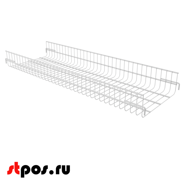 00_Полка прямая для мобильного острова для распродаж 1050х345х120мм (Магазин на паллете) RAL9003 Белый