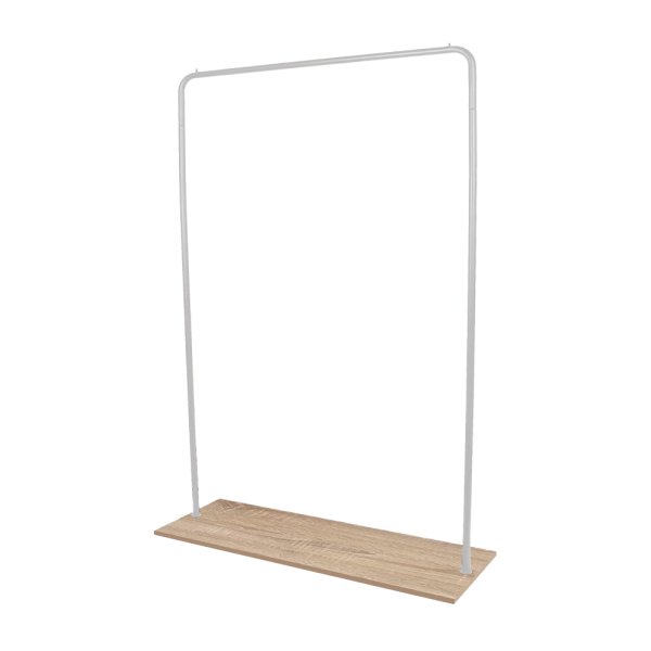 sk_Вешало напольное с полкой ЛДСП, без колес, d25, 1180х380мм h-1600мм, Белый, Дуб сононма