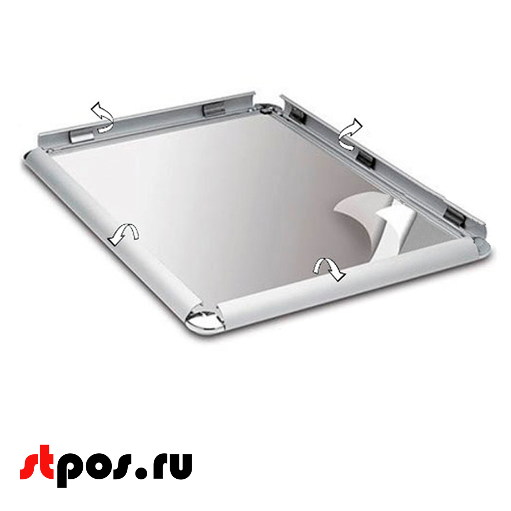 05_Штендер А-образный с двумя рамками А1, глянцевый угол, профиль 25мм, матовое серебро