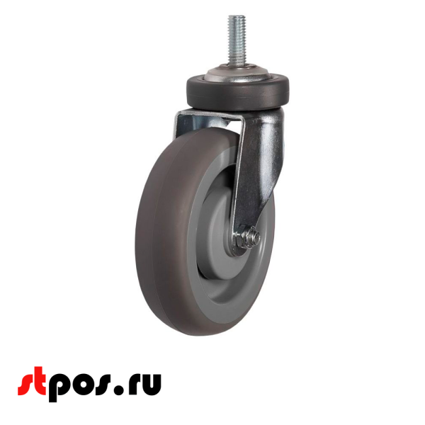 00_Колесо (ролик) поворотный для тележек, с болтом и кольцом, D-125мм, высота 160 мм, ширина 32 мм