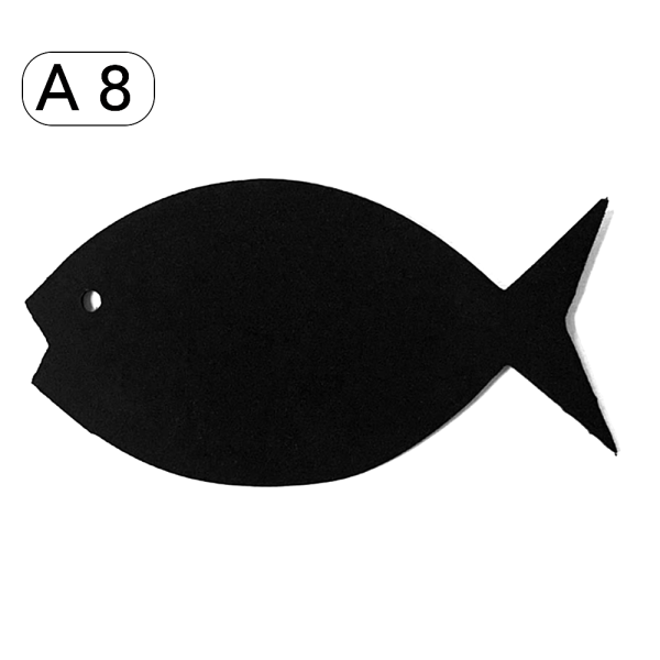 00_Меловой ценник-фигура РЫБКА для нанесения меловым маркером, А8, толщина ПВХ 3мм, черная