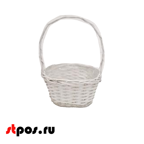 00_Корзинка плетеная овальная, с полукруглой ручкой, натуральная ивовая лоза, внутри пленка, 270х200 мм