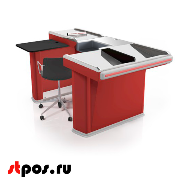 02_Кассовый бокс Stream-XL-200 v3.0 (шлиф.нерж., вырезы ДЯ FT, широкий накопит),RAL3000,Красный,Левый
