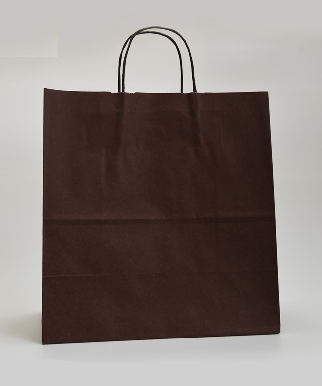 02_Крафт пакет цветной с кручеными ручками 320х320х180 мм, Коричннвый