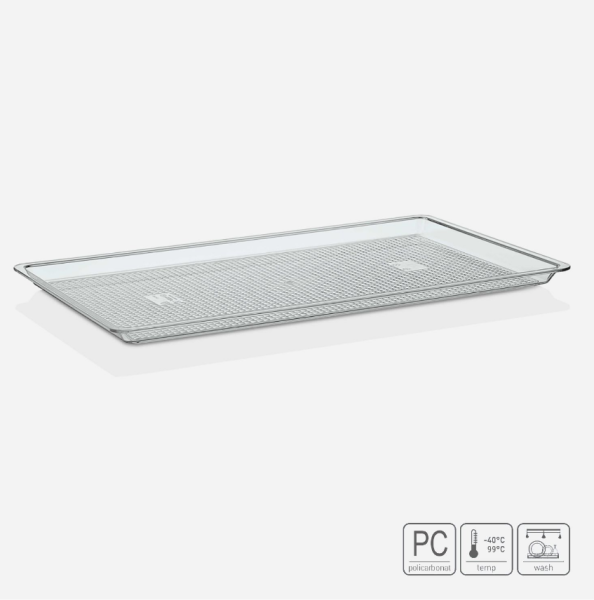 01_Поднос прямоугольный 530х325х22 мм (GN 1_1 h22), поликарбонат, Прозрачный