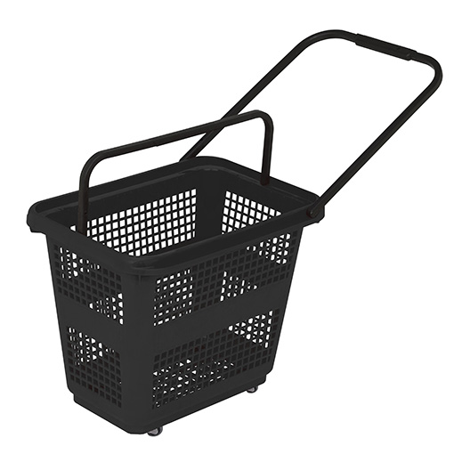 1_Корзина-тележка пластиковая 4 колеса 54л BARCELONA, Черный