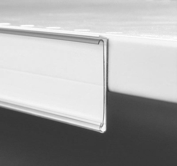 1_Ценникодержатель euroDBR39 самоклеящийся, 1250мм, ВСПЕННЕНЫЙ СКОТЧ 14мм, wtTF14-1250, белый