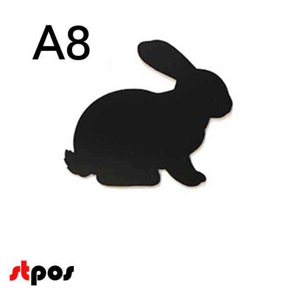 00_Меловой ценник-фигура КРОЛИК для нанесения меловым маркером, 80х80мм (А8), толщина ПВХ 3мм, черная