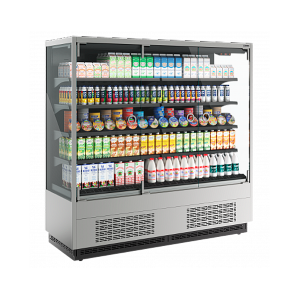 sk_Холодильная горка Carboma Cube 1945х700мм Пристенная 0...+7°, 0,77 куб.м, 4 полки, Чёрная