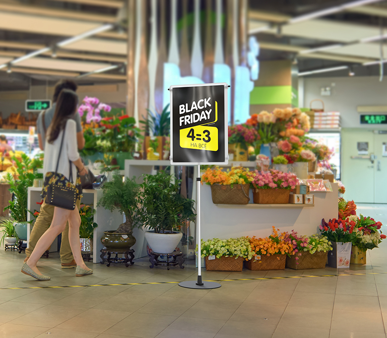 07_Стойка телескоп рекл h 1000-1950мм двухсторон INFOSTAND-XL Duo с рамкой А2