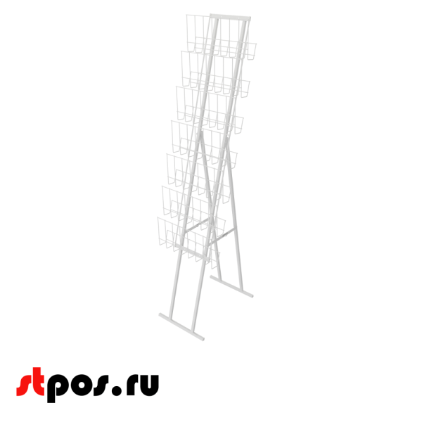 00_Стенд складной с дисплеем 7 газетниц, RAL9016, Белый