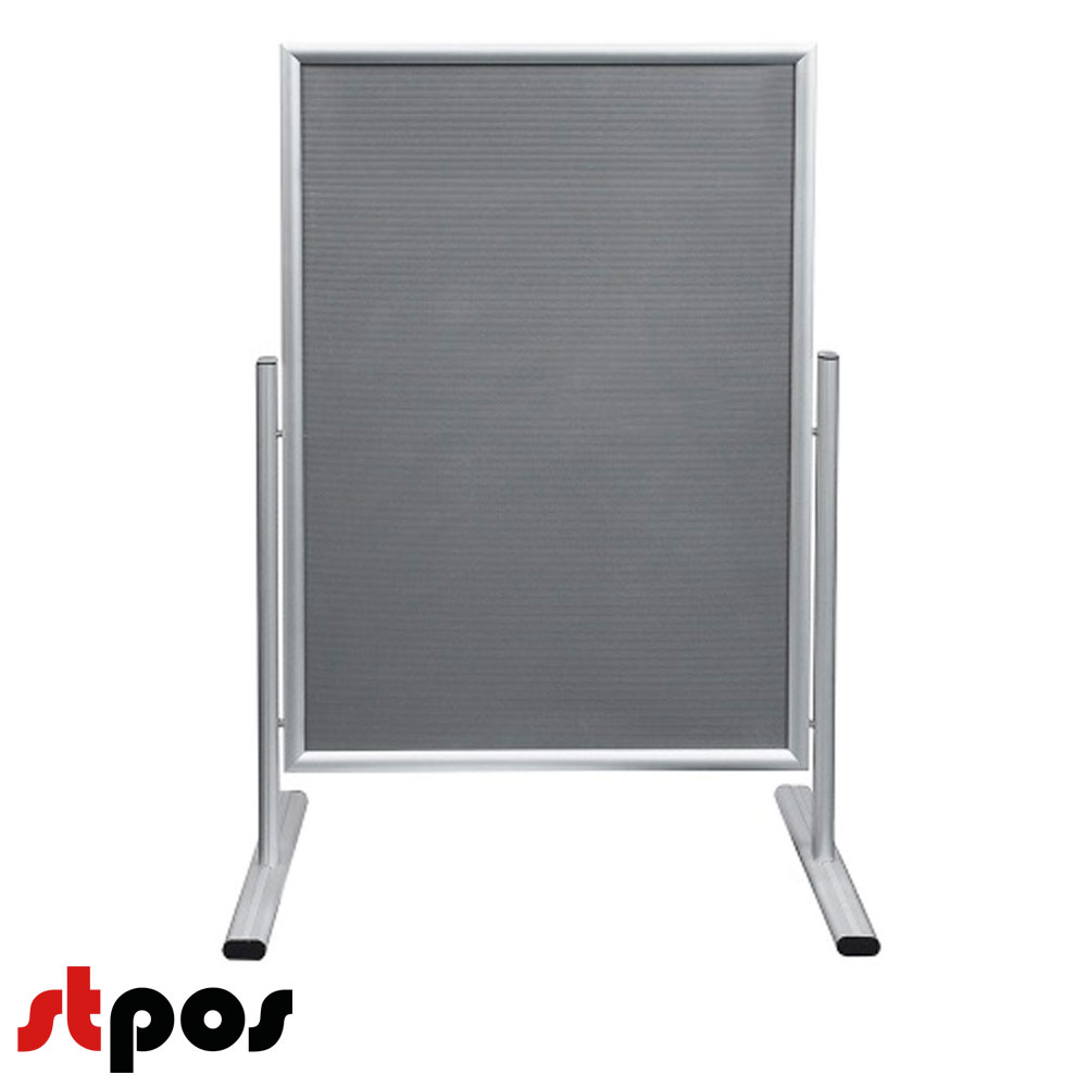 02_Штендер T-образный с двумя рамками А1, угол среза рамки 45°,матовое серебро