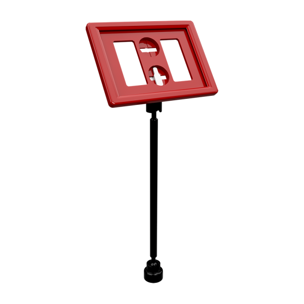 sk_Рамка ТЕХНО А8 красная, черный держатель TECHNO MAG-BASE-VL, ножка 100мм